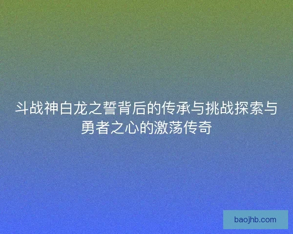 斗战神白龙之誓背后的传承与挑战探索与勇者之心的激荡传奇