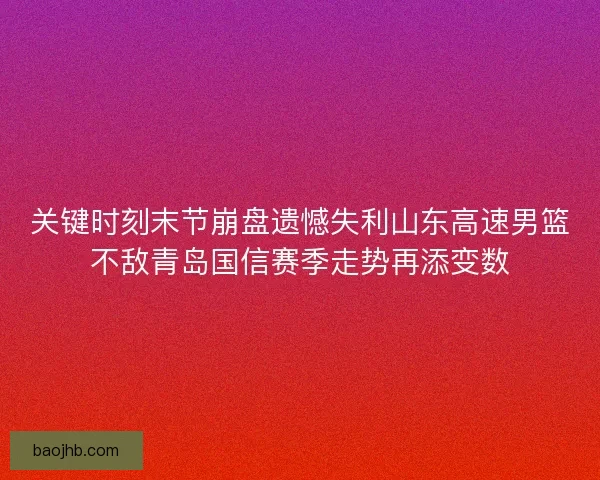 关键时刻末节崩盘遗憾失利山东高速男篮不敌青岛国信赛季走势再添变数