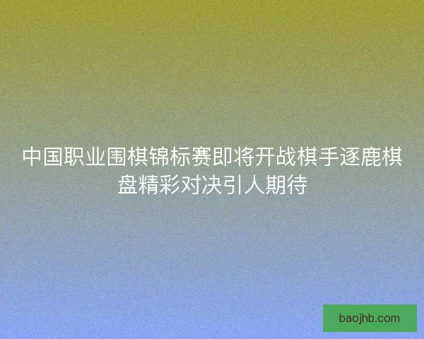中国职业围棋锦标赛即将开战棋手逐鹿棋盘精彩对决引人期待